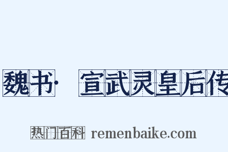 魏书·宣武灵皇后传是什么意思的图片